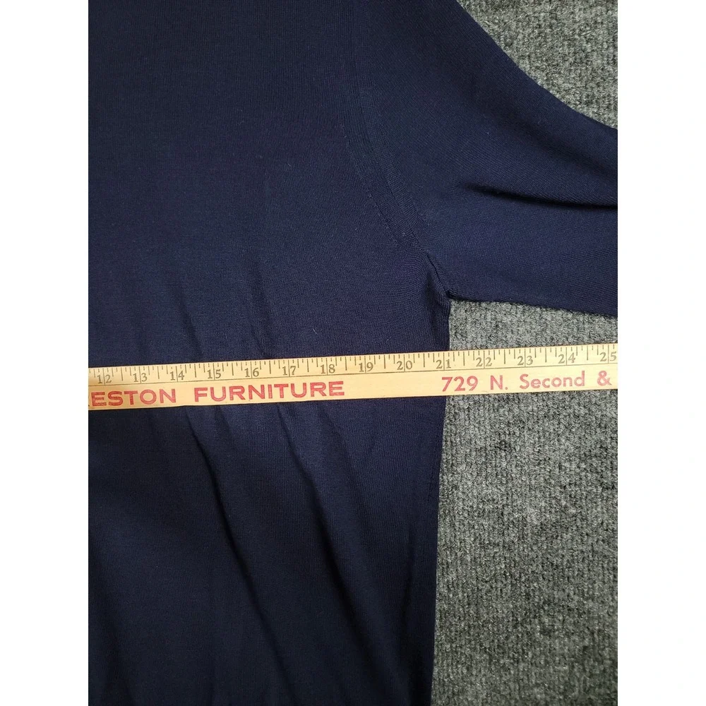 Banana Republic Mens Navy Blue 100% Extra Fine Merino Wool V-Neck Sweater Large